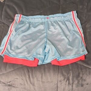 Layer 8 Women's Athletic Shorts in Blue and Red